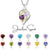 Silver Names Two Heart Shape Birthstones Necklace jewelaus