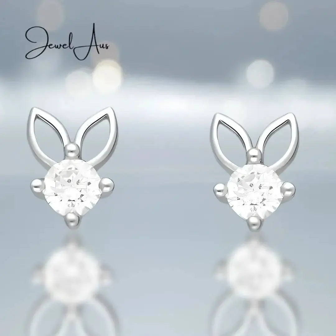 Silver Rabbit Gemed Earrings jewelaus