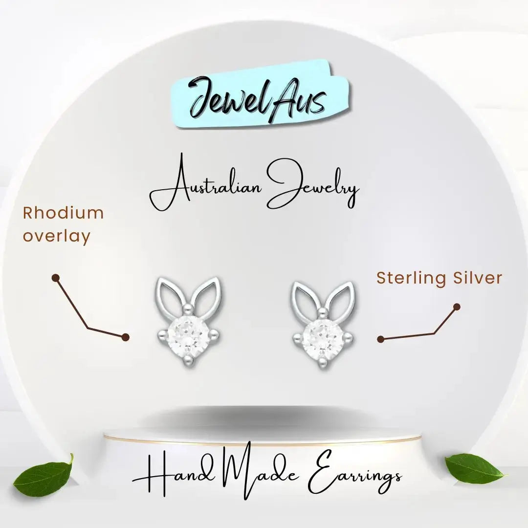 Silver Rabbit Gemed Earrings jewelaus
