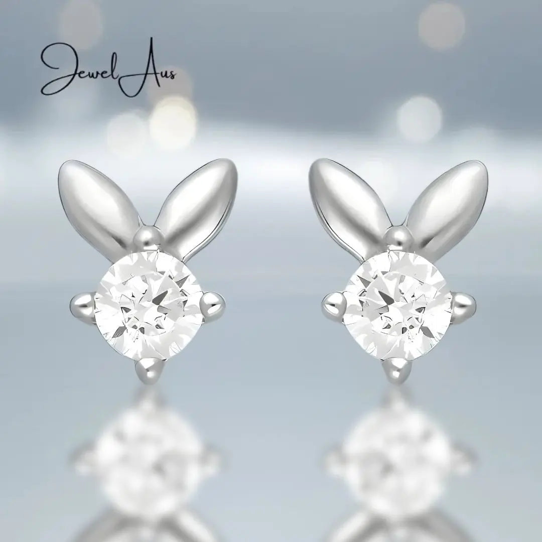 Silver Rabbit Gem Earrings jewelaus
