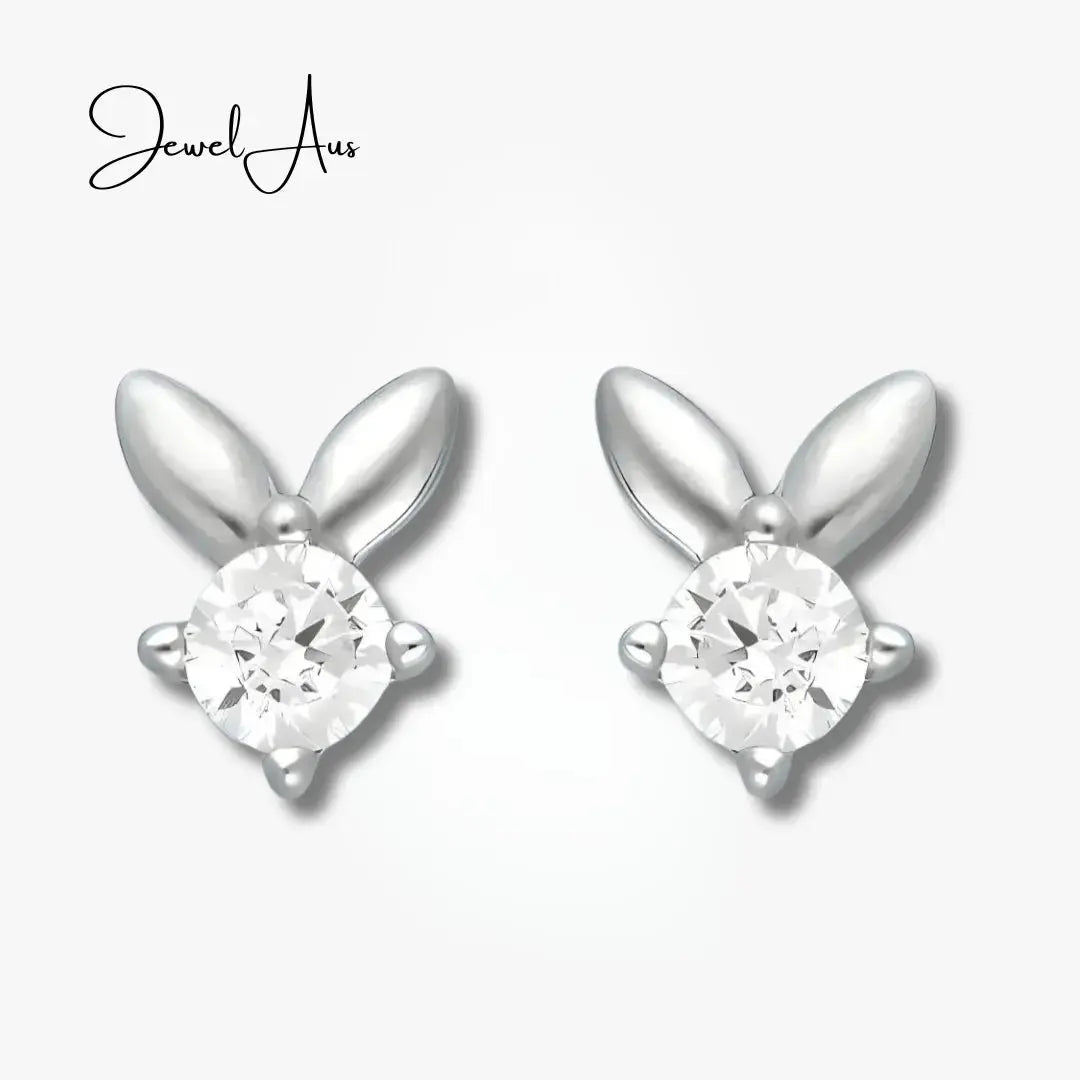 jewelaus Earrings Silver Rabbit Gem Earrings