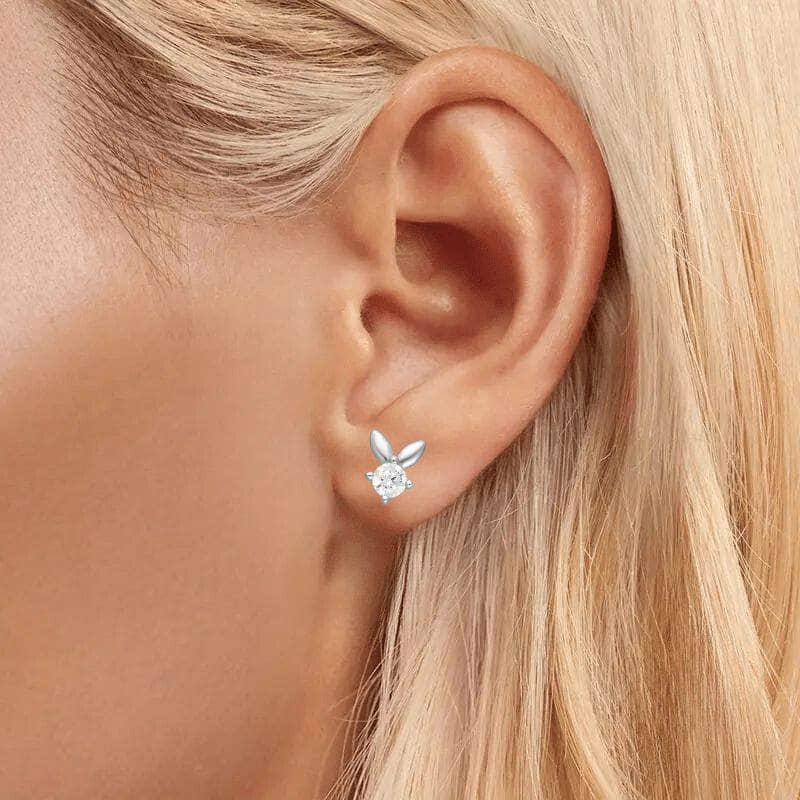 jewelaus Earrings Silver Rabbit Gem Earrings