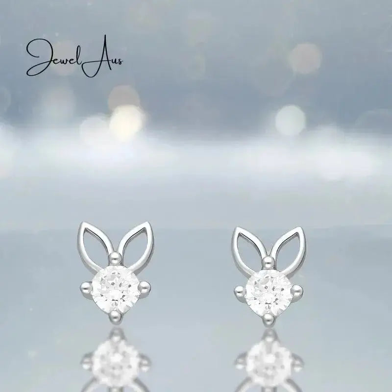 jewelaus Earrings Silver Rabbit Gemed Earrings