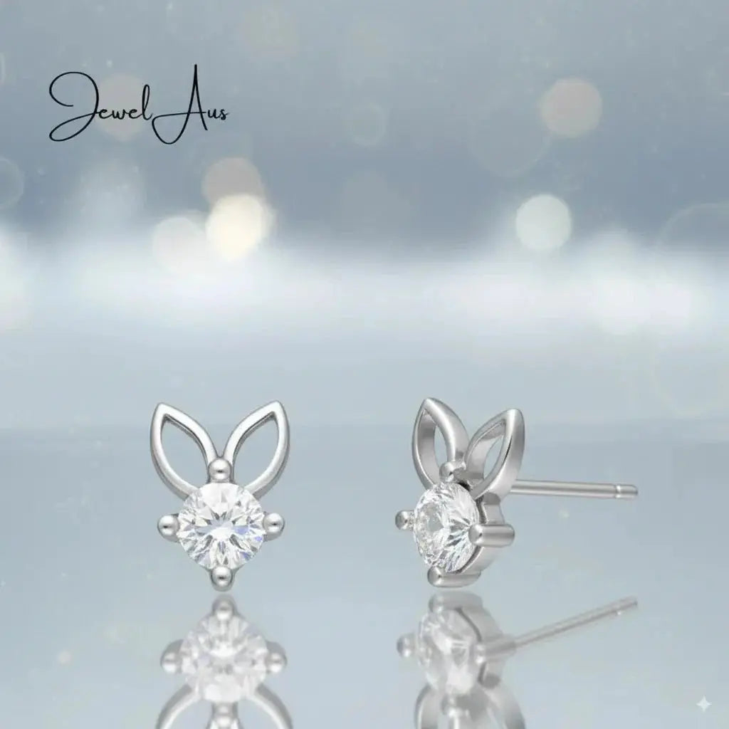 jewelaus Earrings Silver Rabbit Gemed Earrings