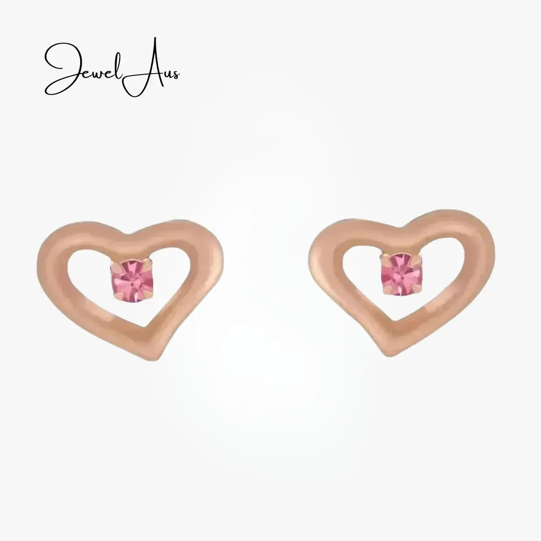 jewelaus Earrings Silver Rose Heart Stud Earring