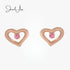 jewelaus Earrings Silver Rose Heart Stud Earring