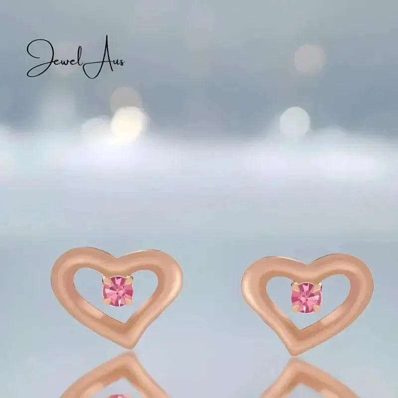 jewelaus Earrings Silver Rose Heart Stud Earring