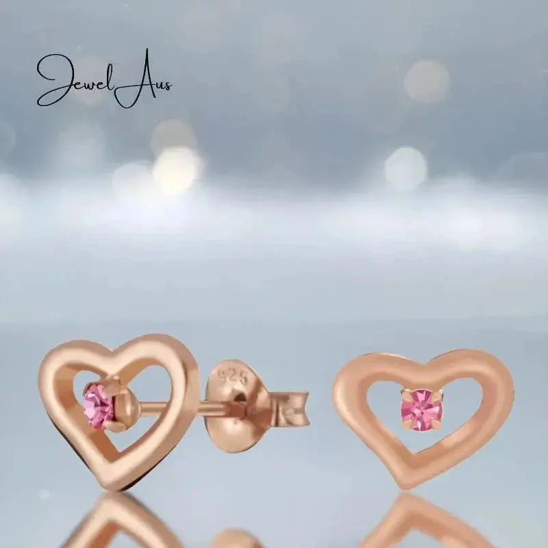jewelaus Earrings Silver Rose Heart Stud Earring