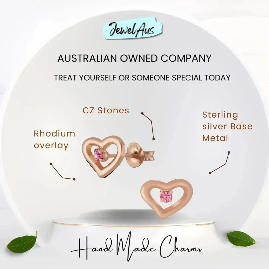 jewelaus Earrings Silver Rose Heart Stud Earring