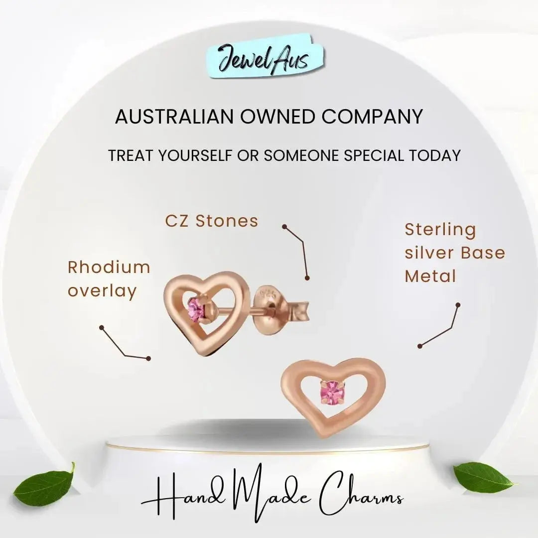 jewelaus Earrings Silver Rose Heart Stud Earring