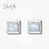 jewelaus Earrings Silver Square Moonstone Earrings