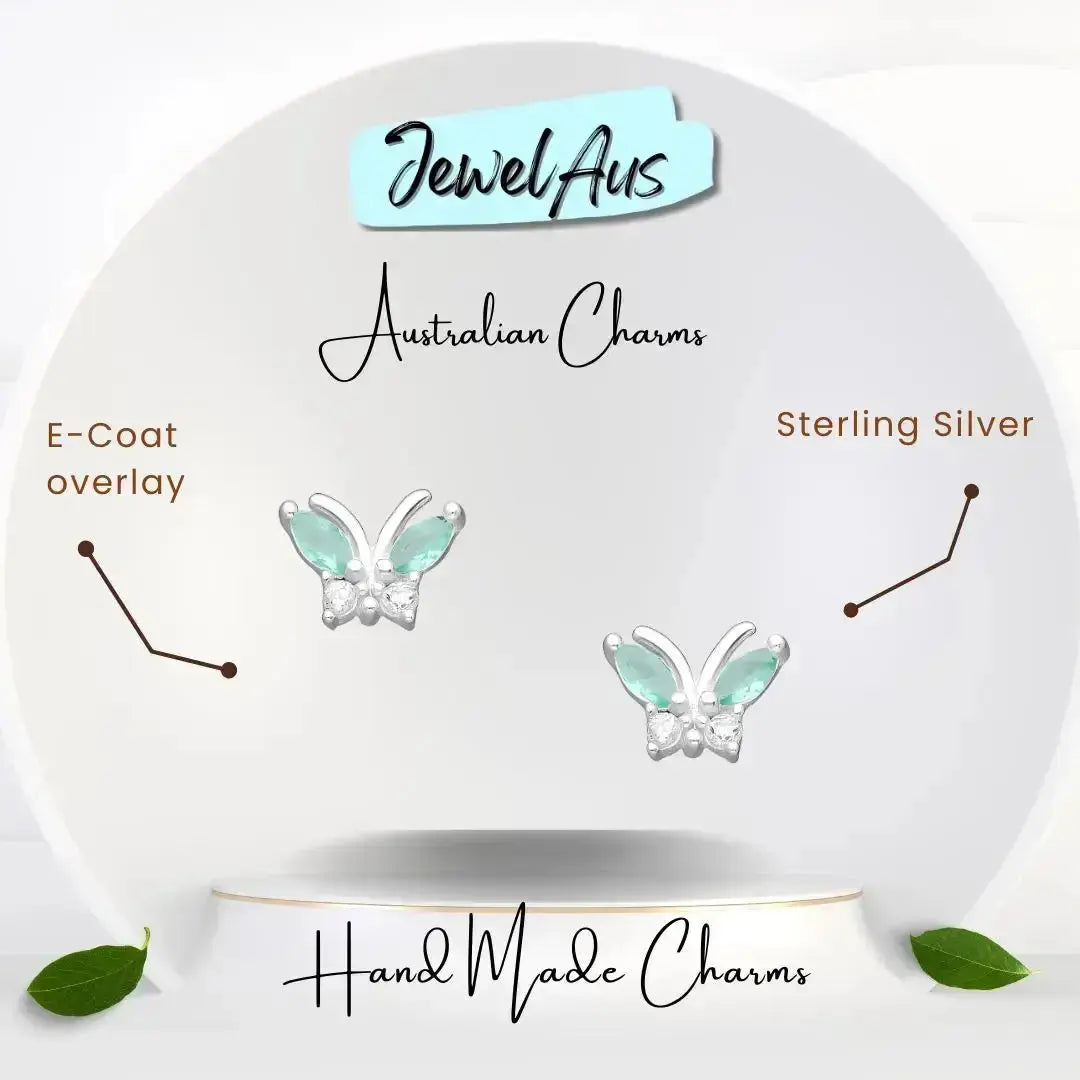 jewelaus Earrings Small Blue Butterfly Earrings