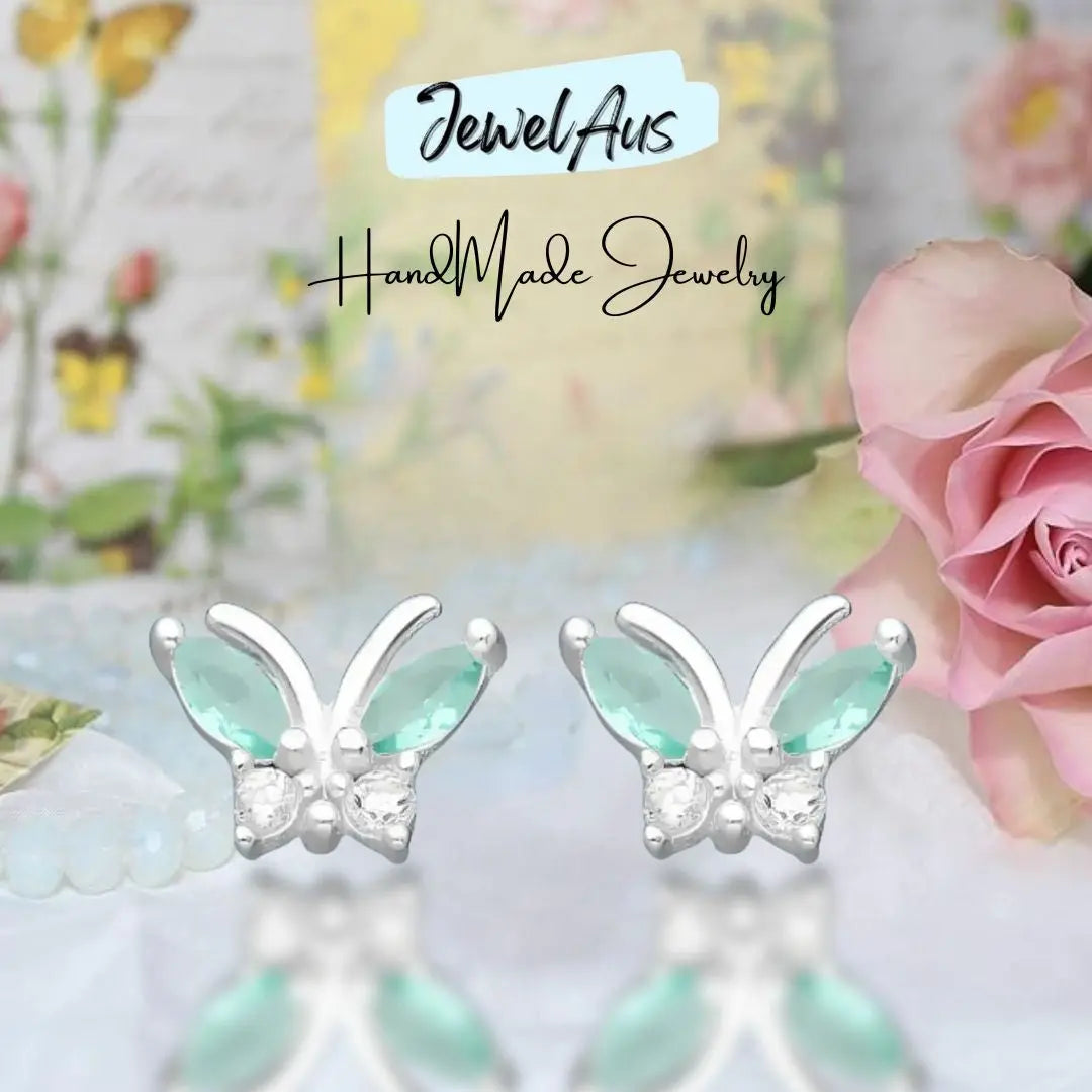 Small Blue Butterfly Earrings jewelaus