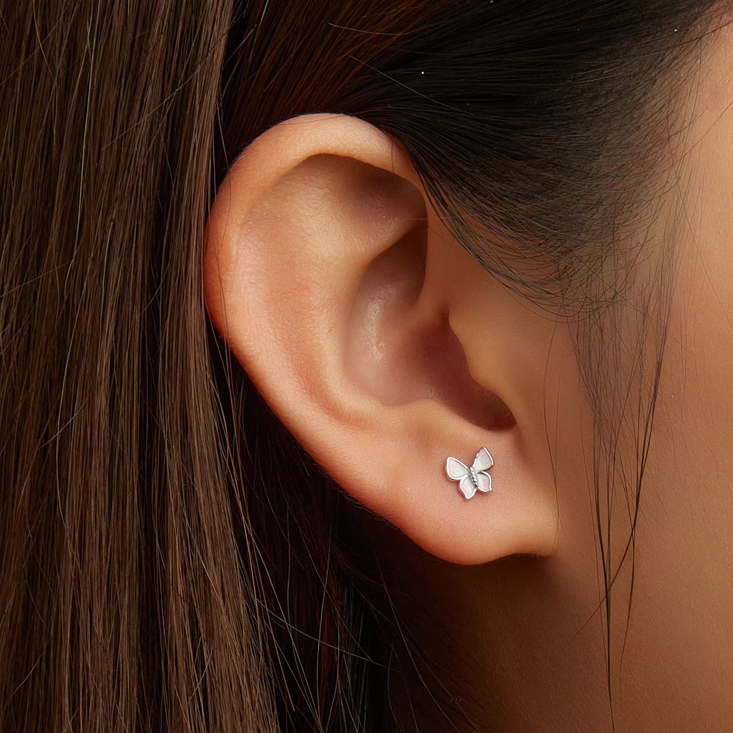 Small Pink Butterfly Earrings jewelaus