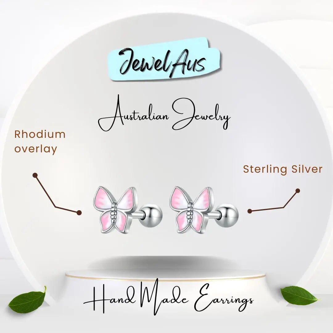 Small Pink Butterfly Earrings jewelaus