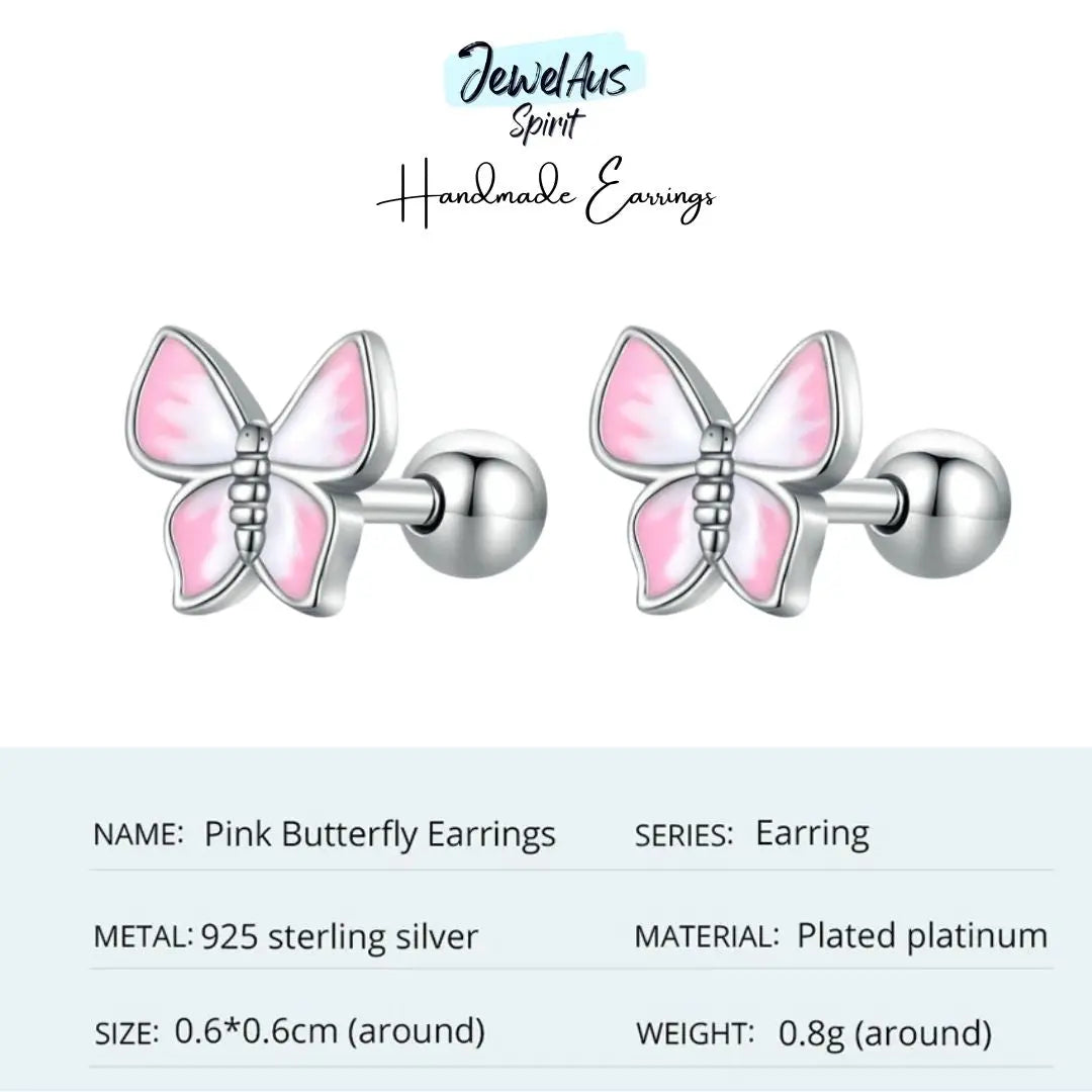 Small Pink Butterfly Earrings jewelaus