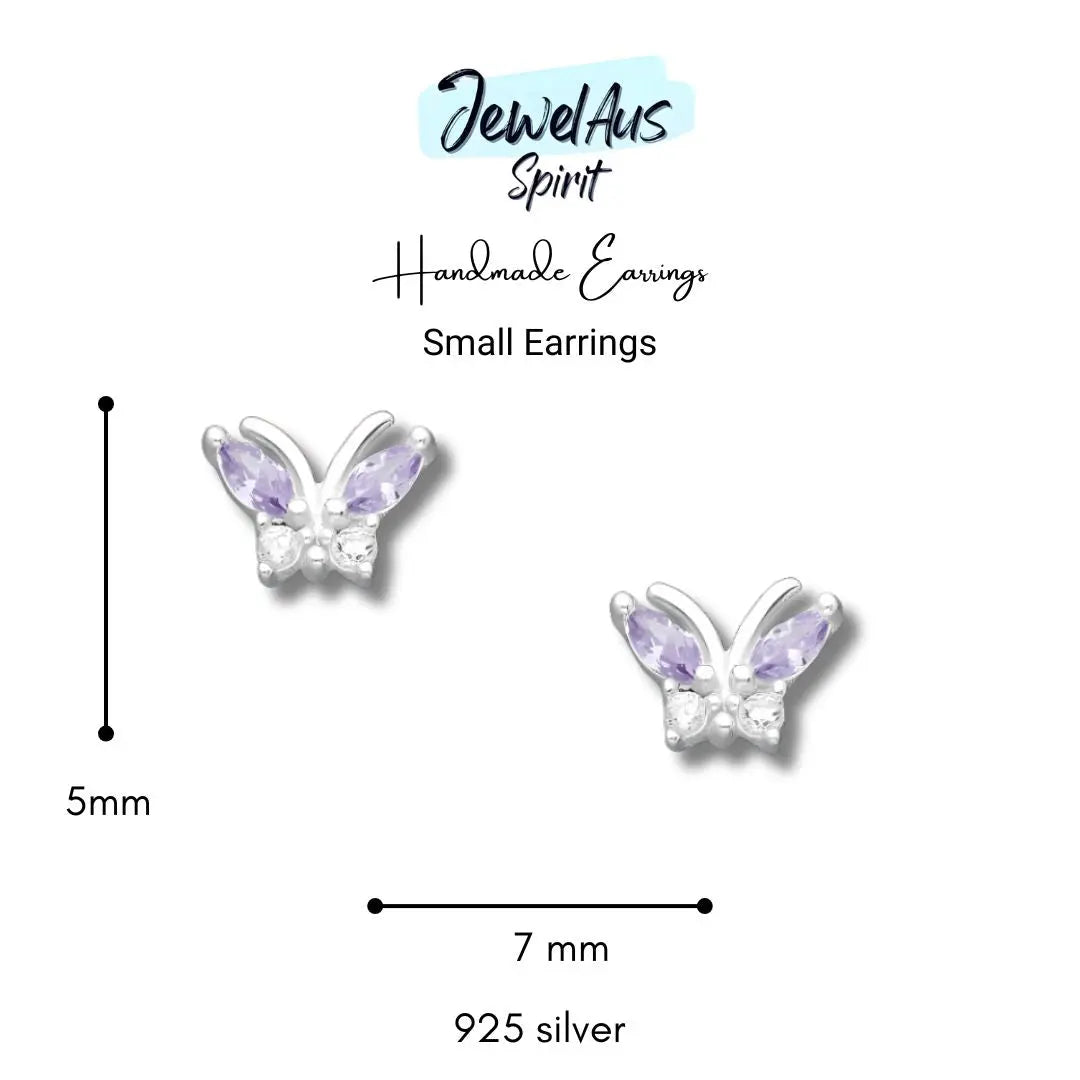 Small Purple Butterfly Earrings jewelaus
