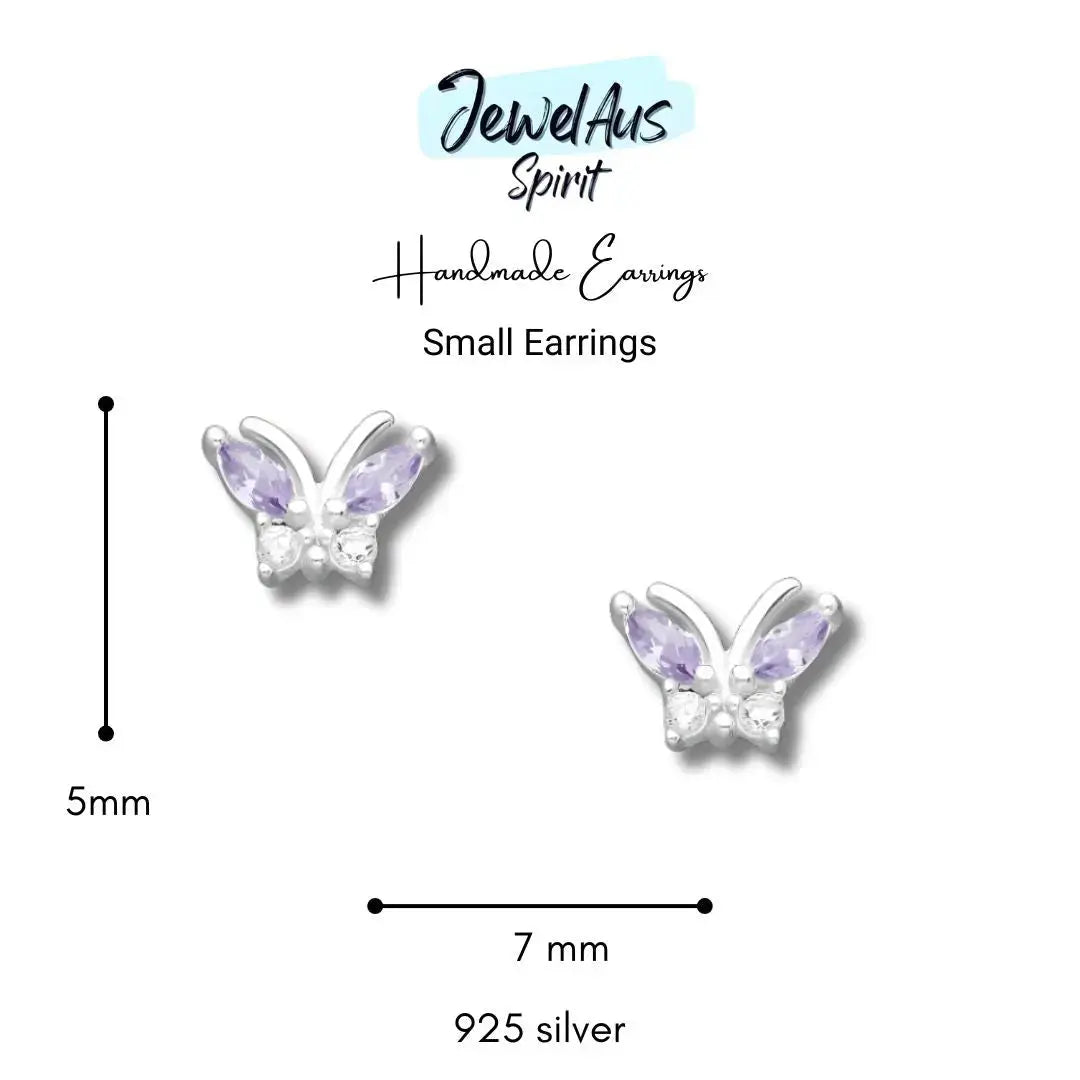 jewelaus Earrings Small Purple Butterfly Earrings