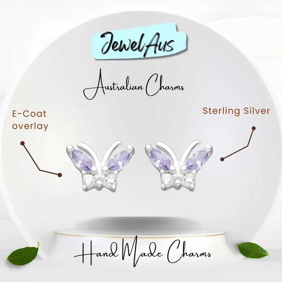 jewelaus Earrings Small Purple Butterfly Earrings