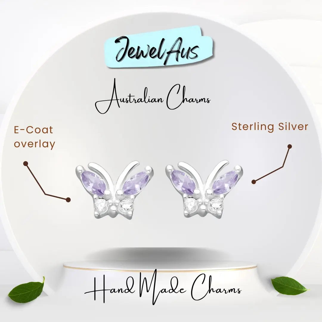 Small Purple Butterfly Earrings jewelaus