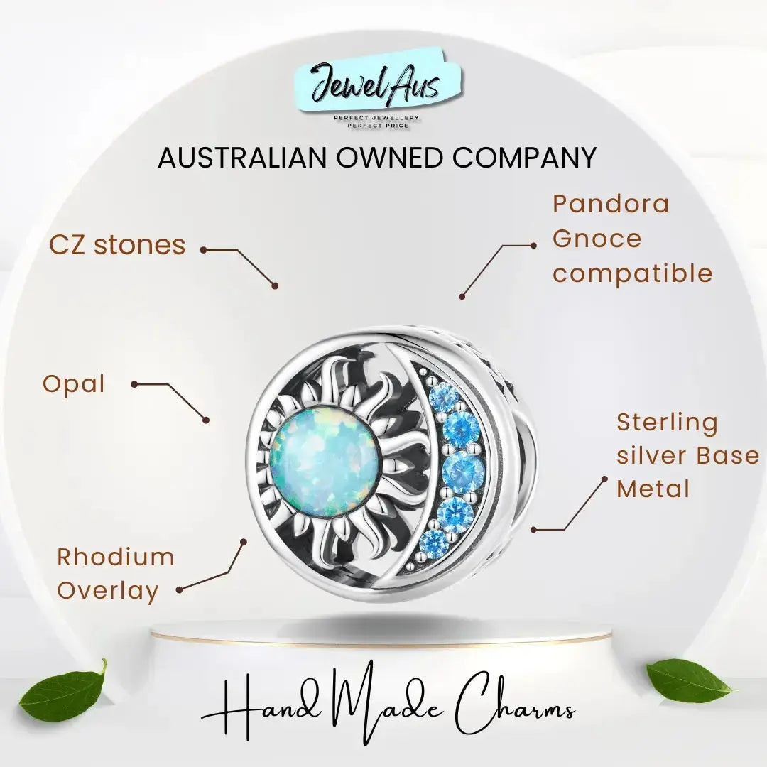 Star and moon Opal Charm jewelaus