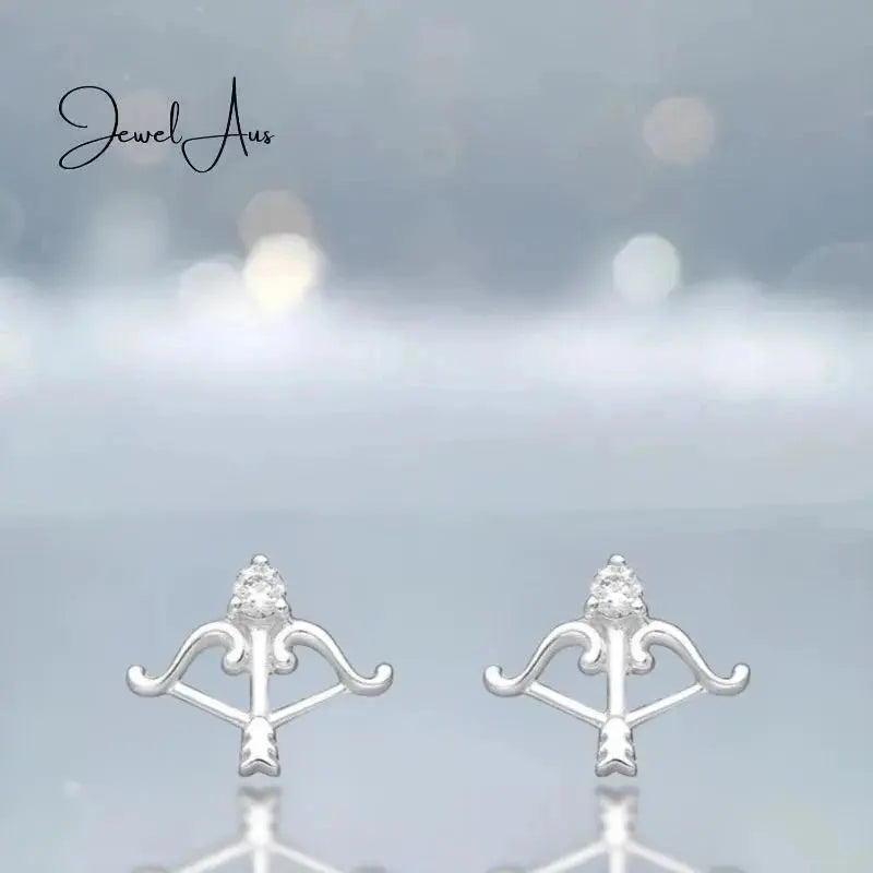jewelaus Earrings Sterling Silver Arrow and Bow Earrings