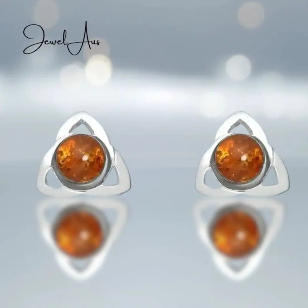 Sterling Silver Baltic Amber Earrings jewelaus