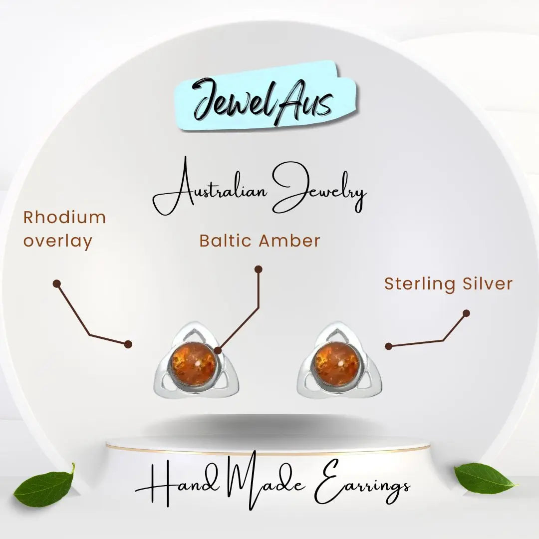 Sterling Silver Baltic Amber Earrings jewelaus