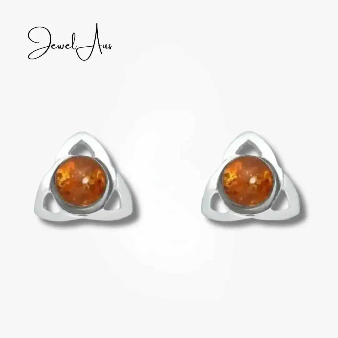 jewelaus Earrings Sterling Silver Baltic Amber Earrings