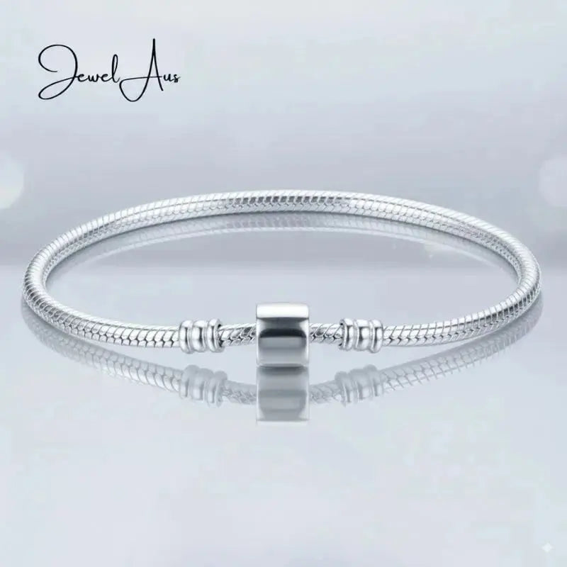 jewelaus CHARMS Sterling Silver Barrel Clasp charm Bracelet