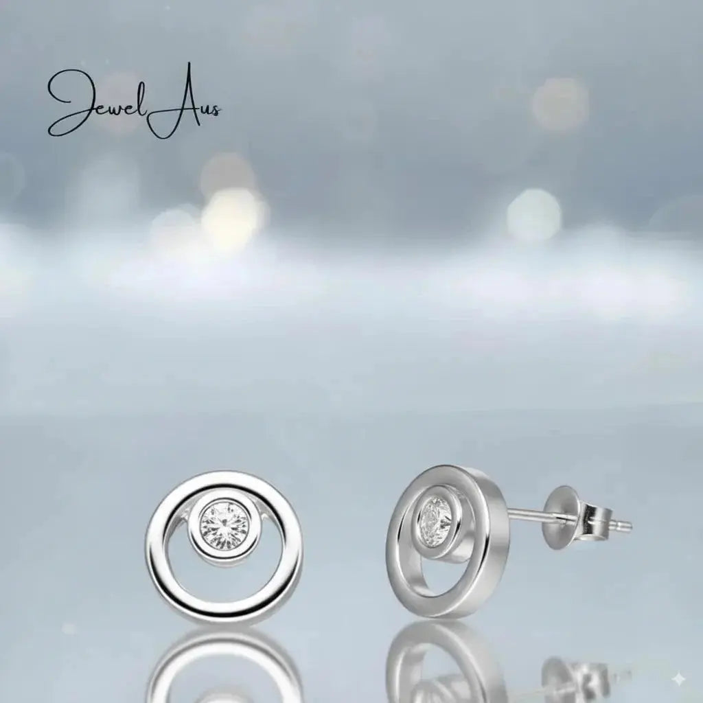 jewelaus Earrings Sterling Silver CZ Simulated Diamond Earrings