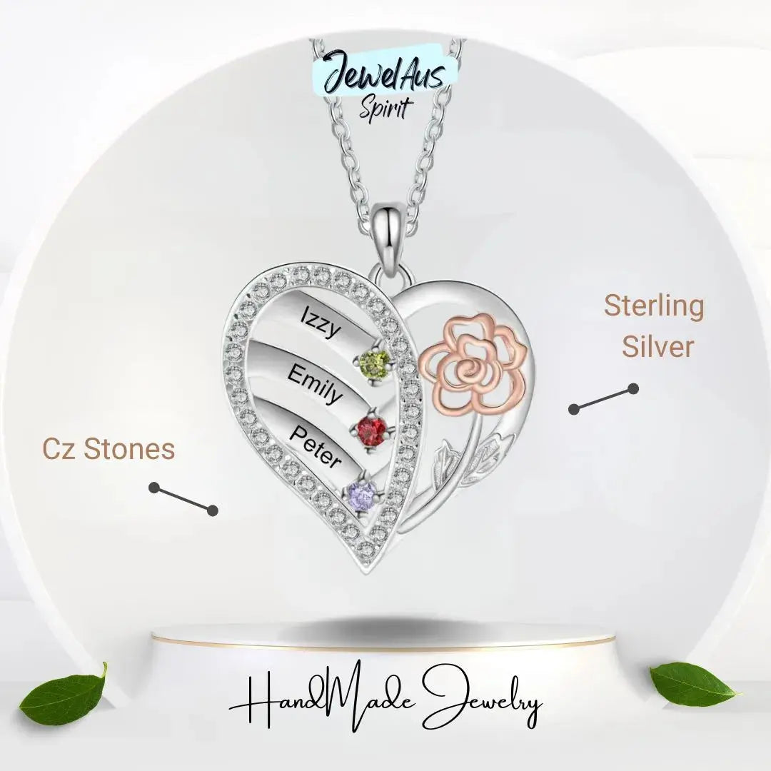 Sterling Silver Custom Birthstone necklace jewelaus