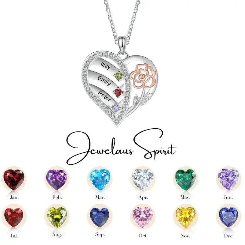 Sterling Silver Custom Birthstone necklace jewelaus
