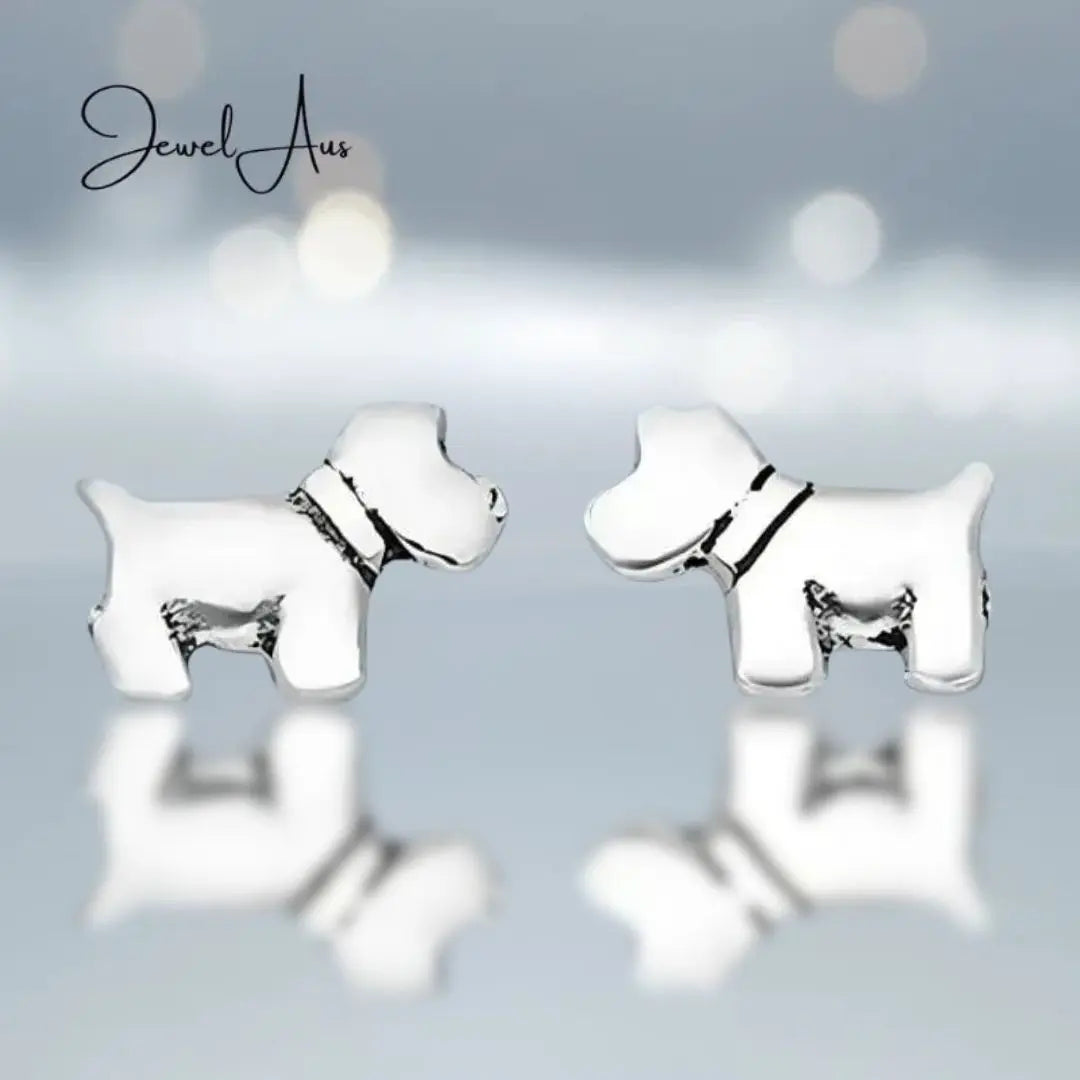 Sterling Silver Dog Earrings jewelaus