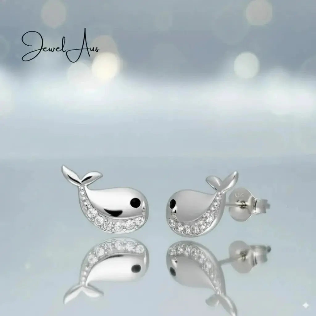 jewelaus Earrings Sterling Silver Dolphin Earrings