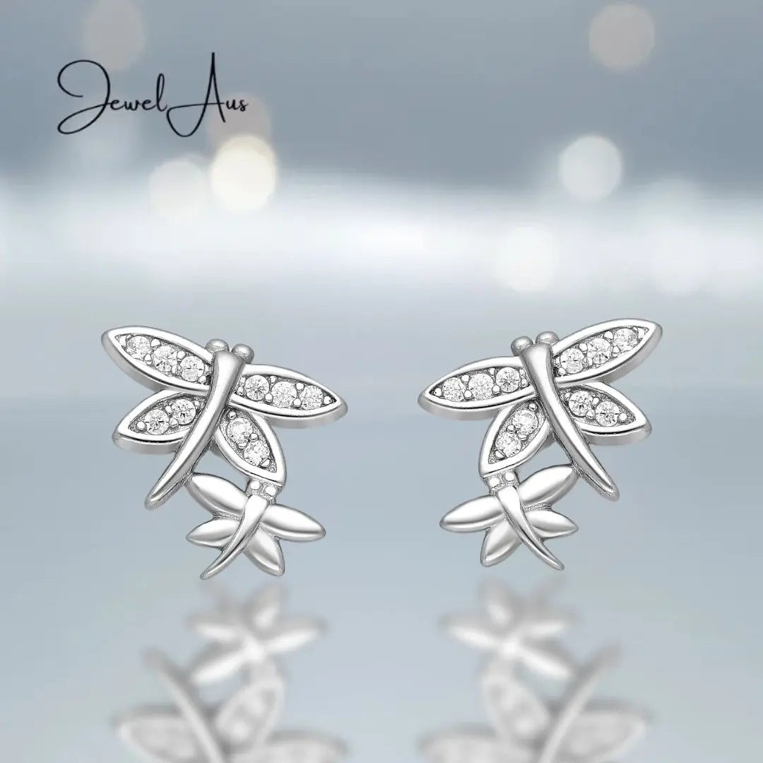 Sterling Silver Dragonfly Earrings jewelaus