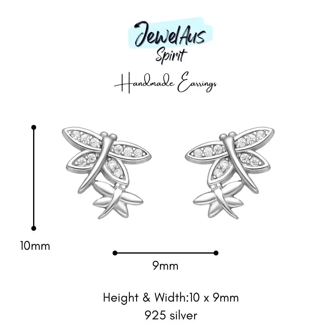 Sterling Silver Dragonfly Earrings jewelaus