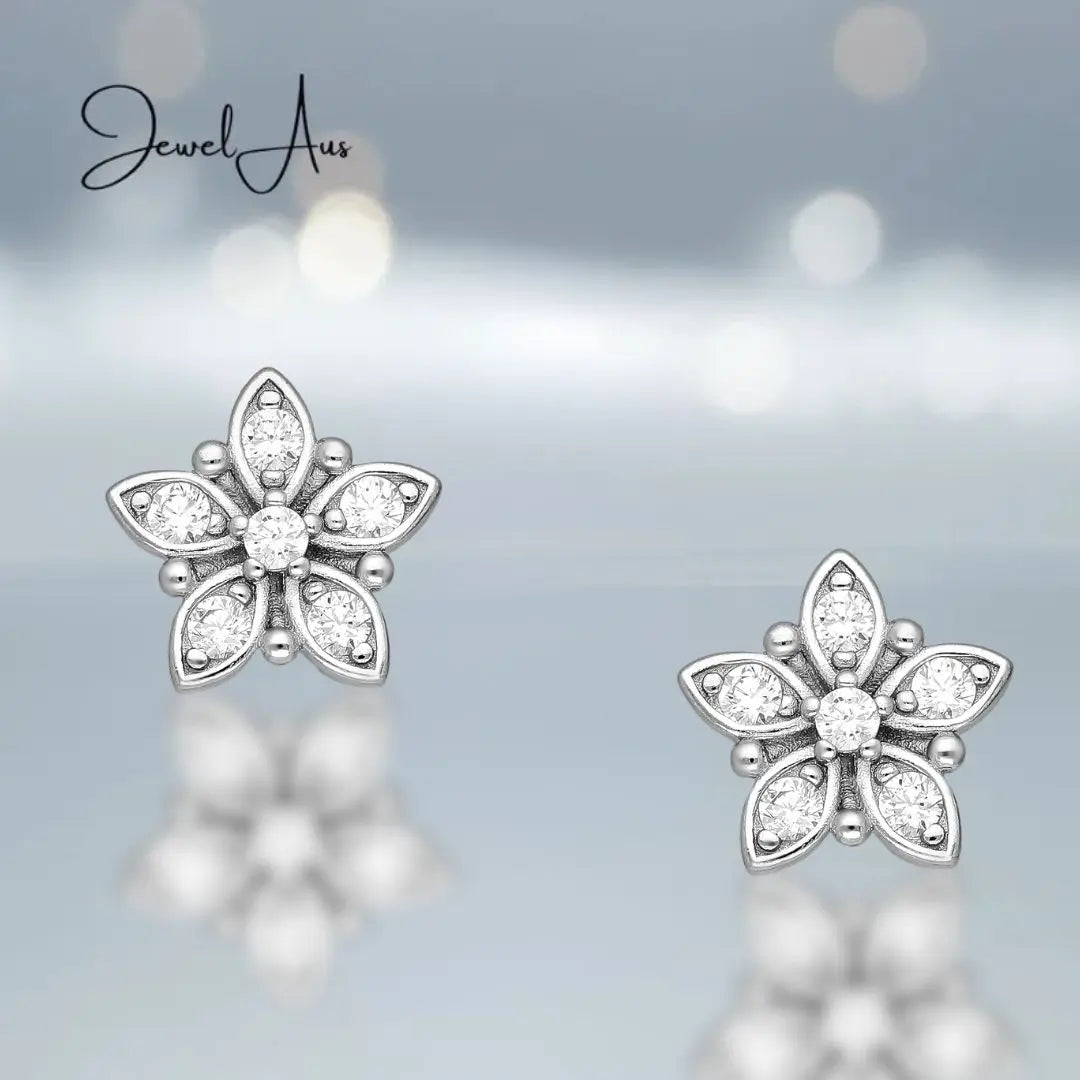 Sterling Silver Flower Earrings jewelaus