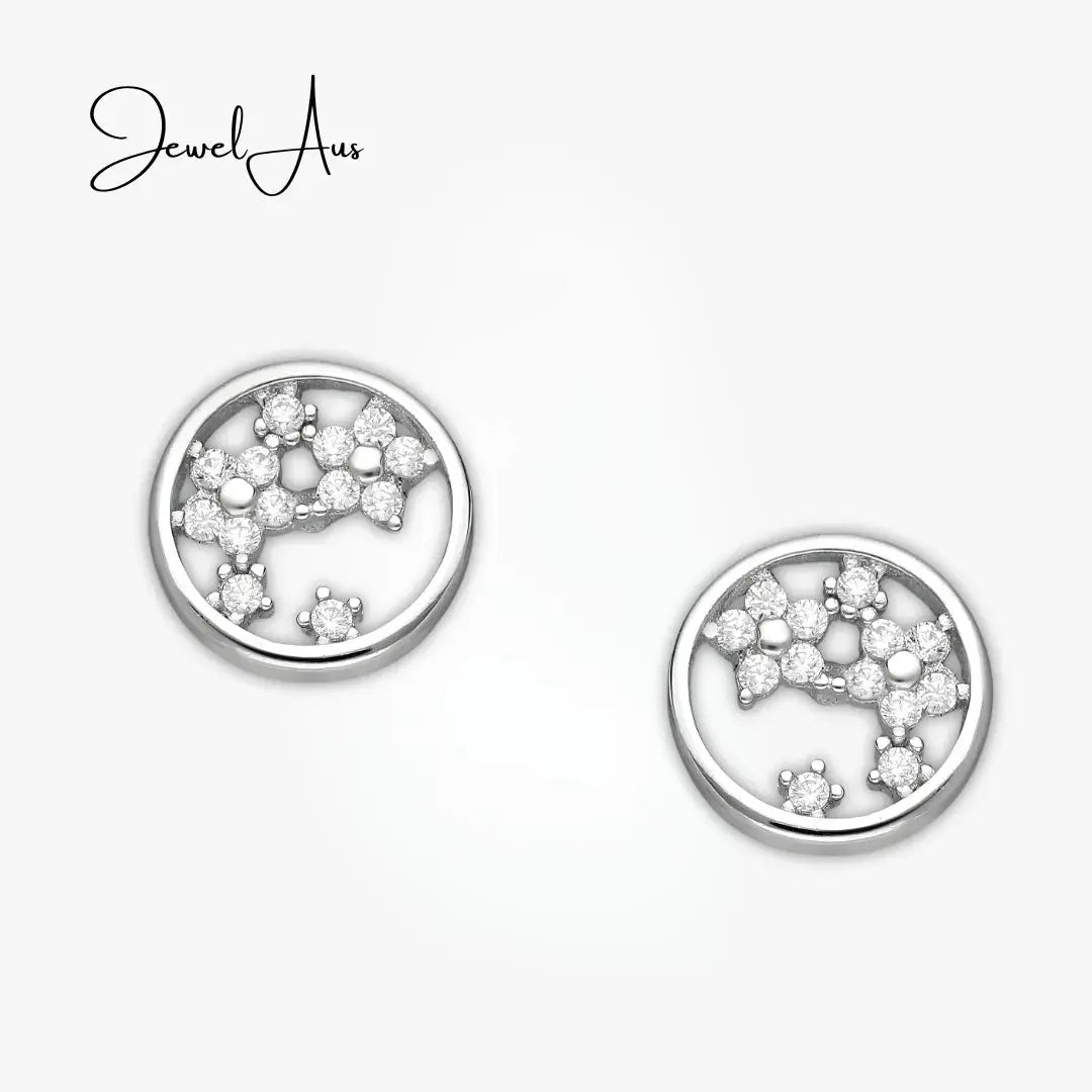 jewelaus Earrings Sterling Silver Flower Earrings