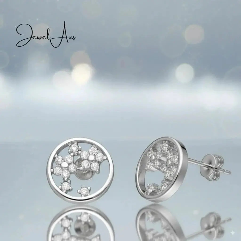 jewelaus Earrings Sterling Silver Flower Earrings