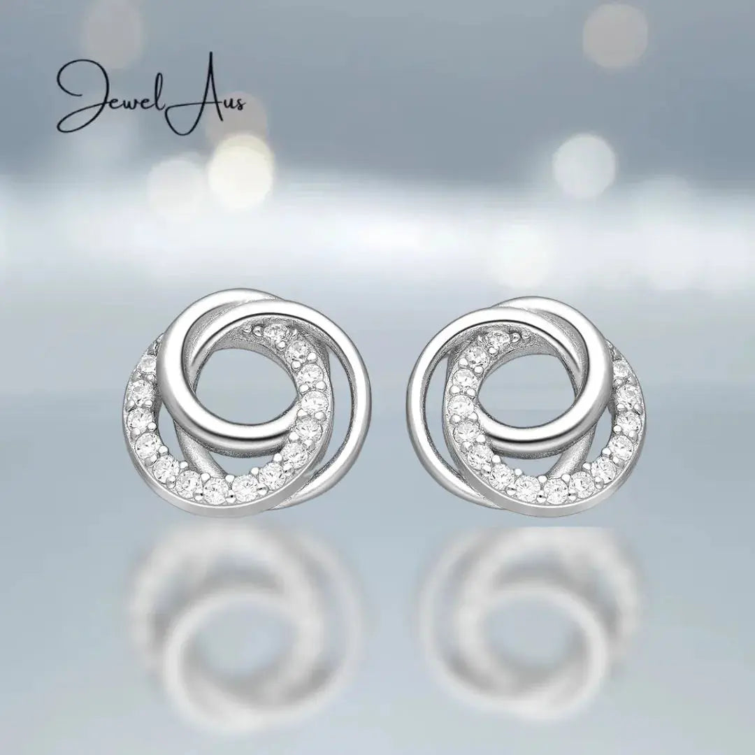 Sterling Silver Interlocking Circle Earrings jewelaus