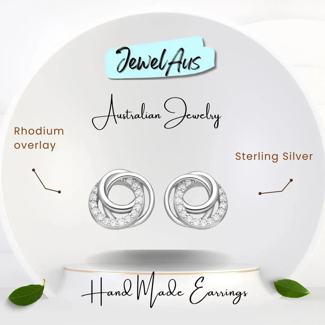 Sterling Silver Interlocking Circle Earrings jewelaus