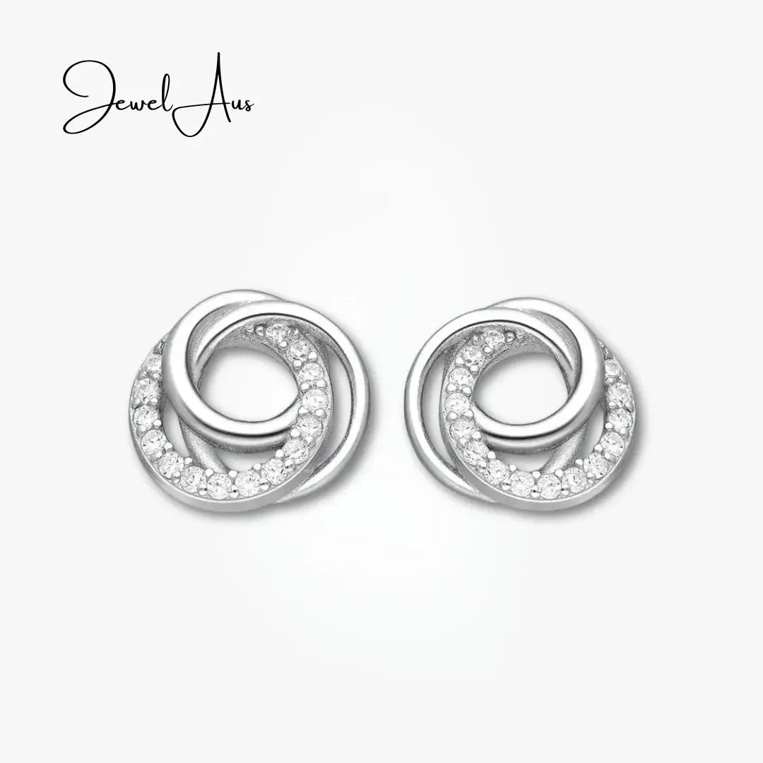 jewelaus Earrings Sterling Silver Interlocking Circle Earrings