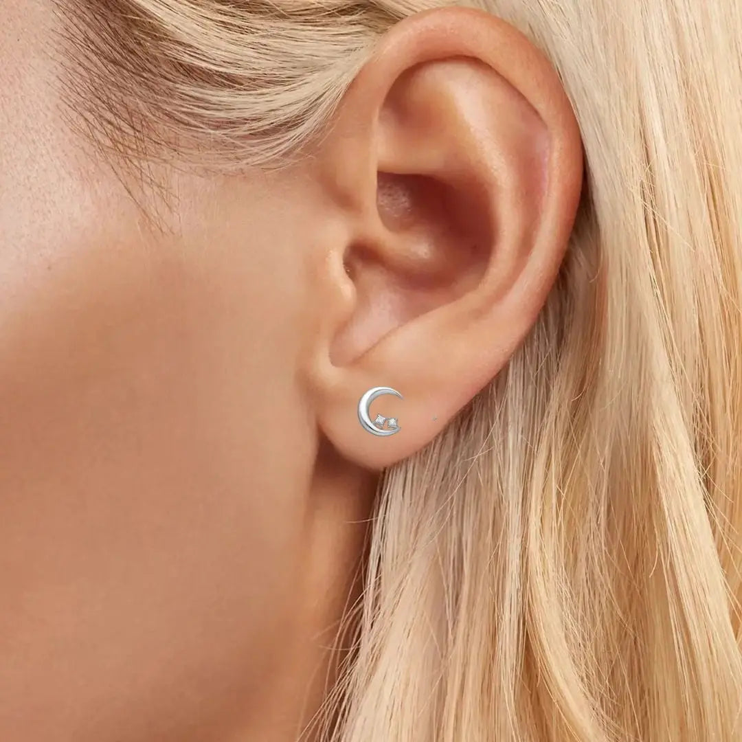 Sterling Silver Moon Earrings jewelaus