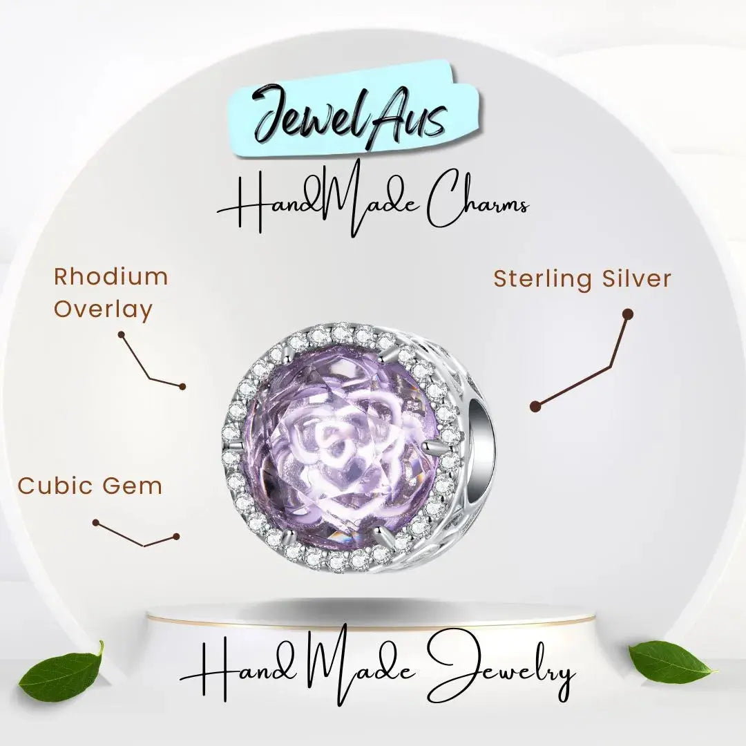 Sterling Silver Rose Charm jewelaus