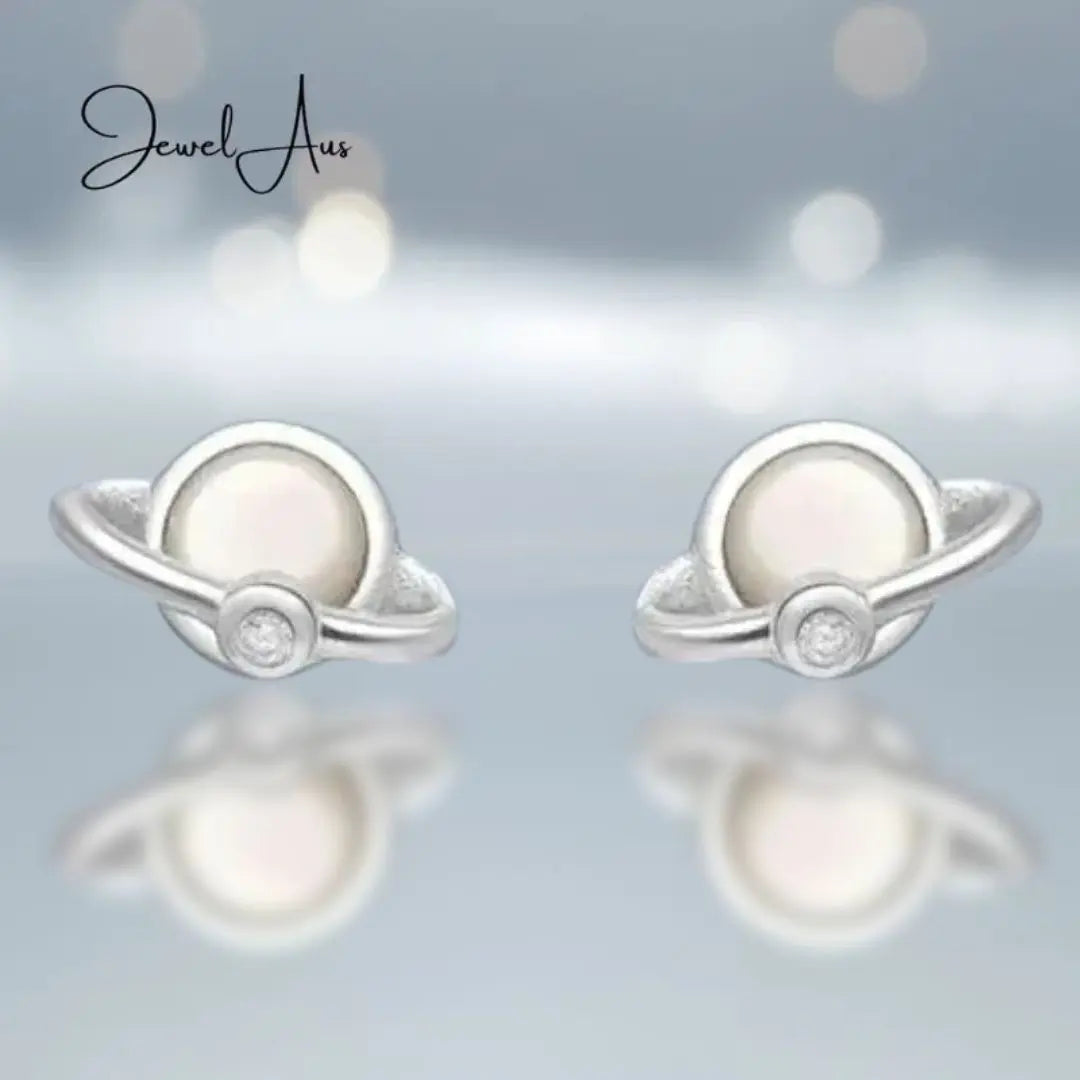 Sterling Silver Shell Saturn Earrings jewelaus