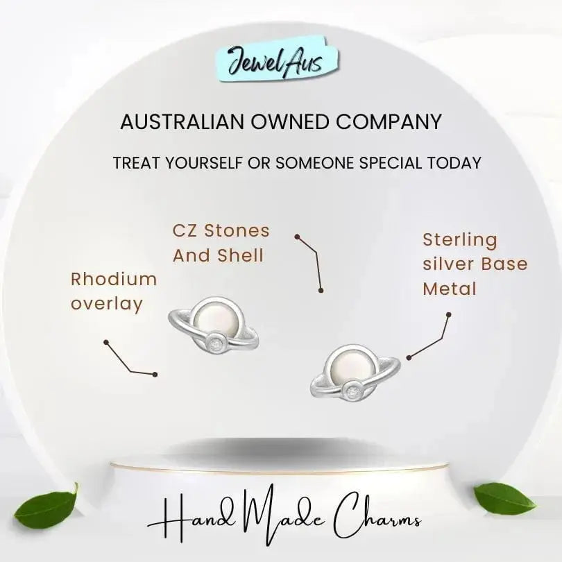 jewelaus Earrings Sterling Silver Shell Saturn Earrings