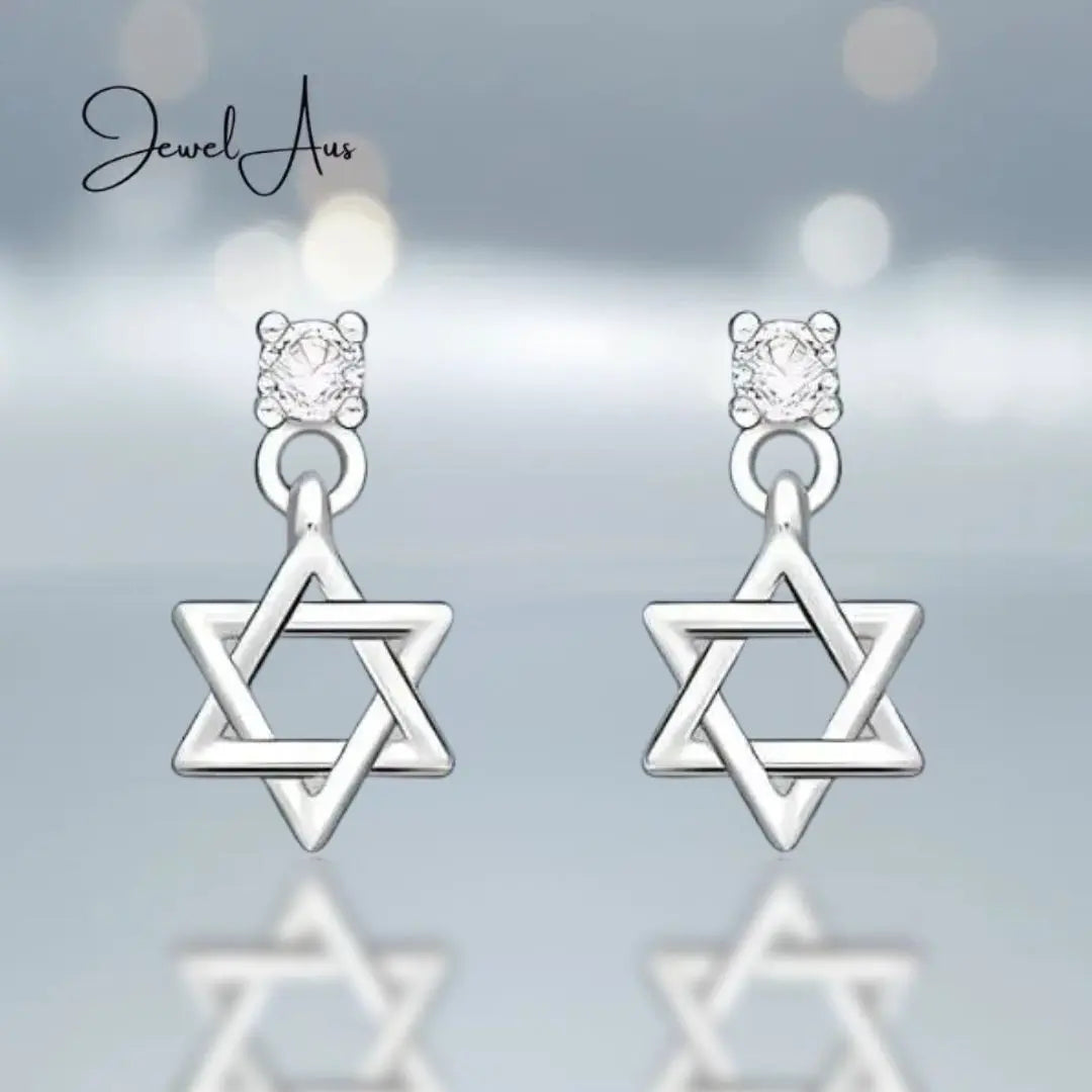 Sterling Silver Star of David Earrings jewelaus