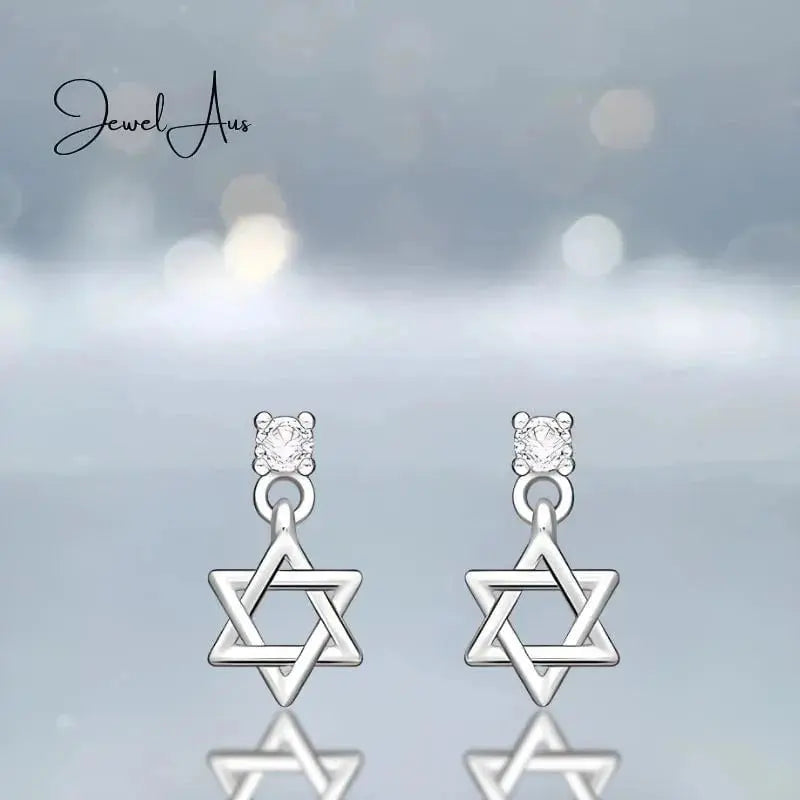 jewelaus Earrings Sterling Silver Star of David Earrings