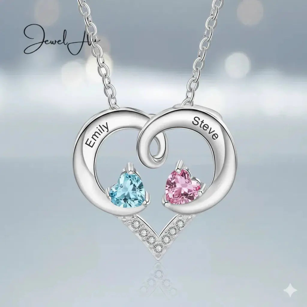 Sterling Silver Two Birthstone Necklace cmoffer